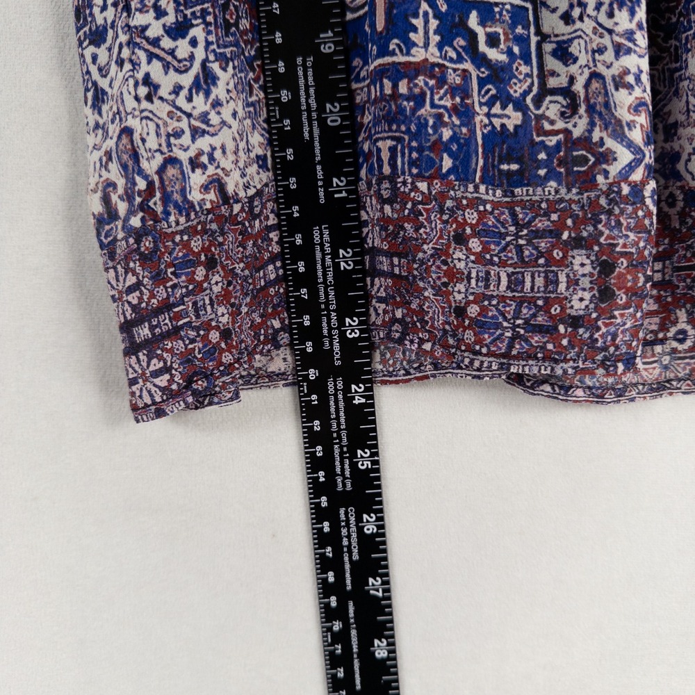 Joie Tank Top Womens Sz Small Red White Blue Geometric Silk Sheer Boho Festival - Picture 7 of 9
